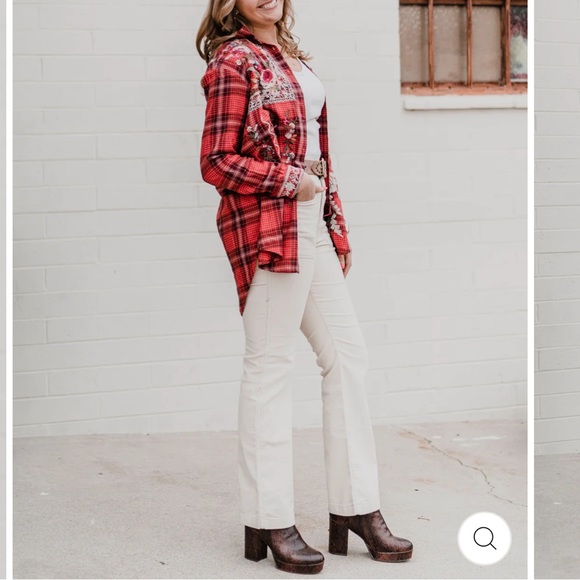 NWT Johnny Was Oversized Roma Button Down Plaid Embroidered Tunic Shirt - Picture 4 of 16